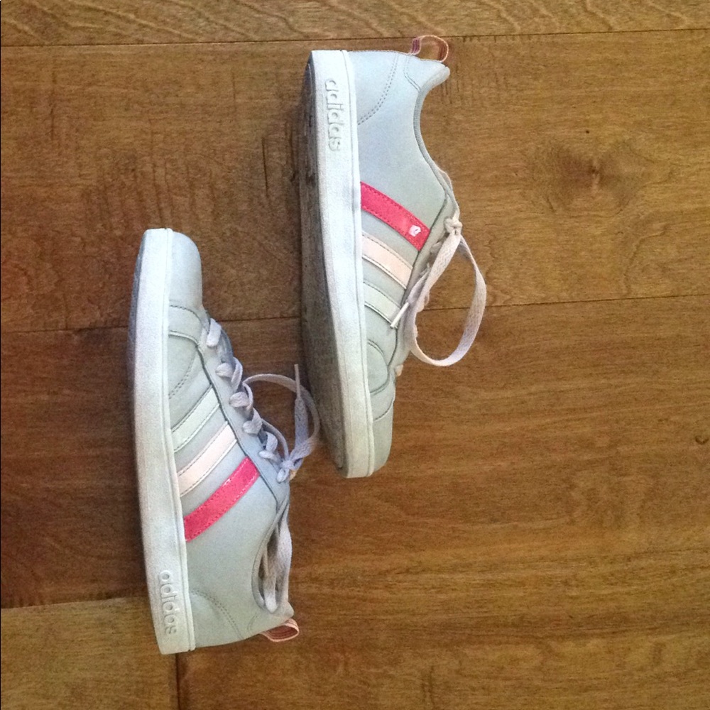 Grey Adidas with colored stripes!